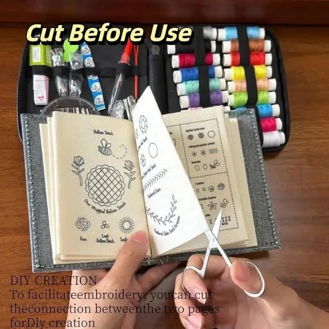 Cekomady 2026 Upgraded Embroidery Stitch Book Kit, 106 Patterns with Tools & Tutorials, 86 PCS Beginner Embroidery Kit, Portable All-in-One Hand Embroidery Book for Adults & DIY Craft Lovers (1Set)