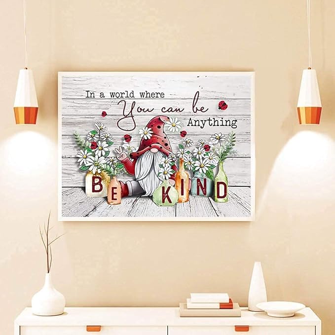 Stamped , Gnome Counted Cross Stitch Kits for Adults Beginners,Full Range of Cross-Stitch Stamped Kits Needlecrafts for Home Wall Decor Patterns 11.8x15.7inch