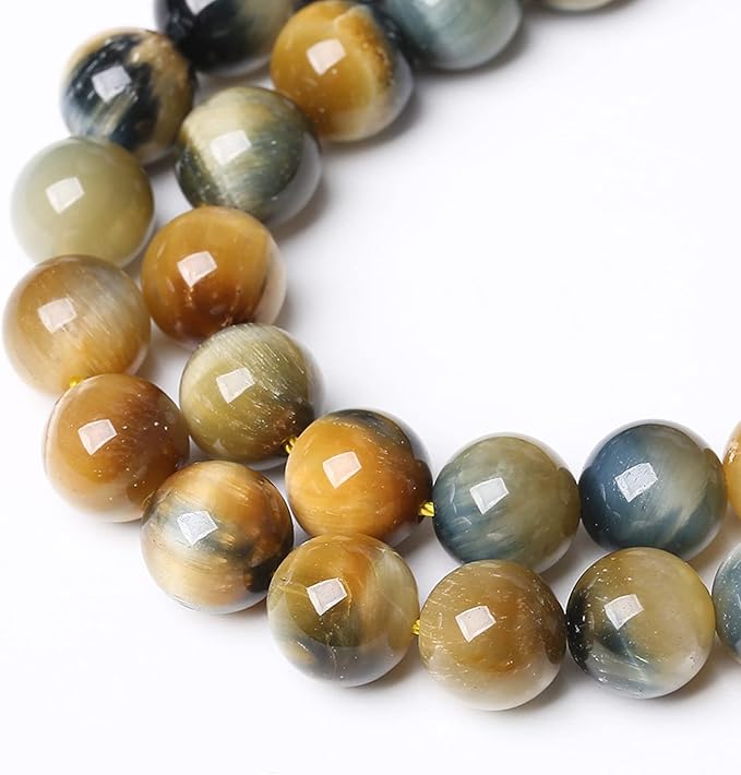 8mm 45Pcs Tiger Eye Stone Beads for Jewelry Making Semi Precious Round Smooth Gemstones Loose Spacer Beads