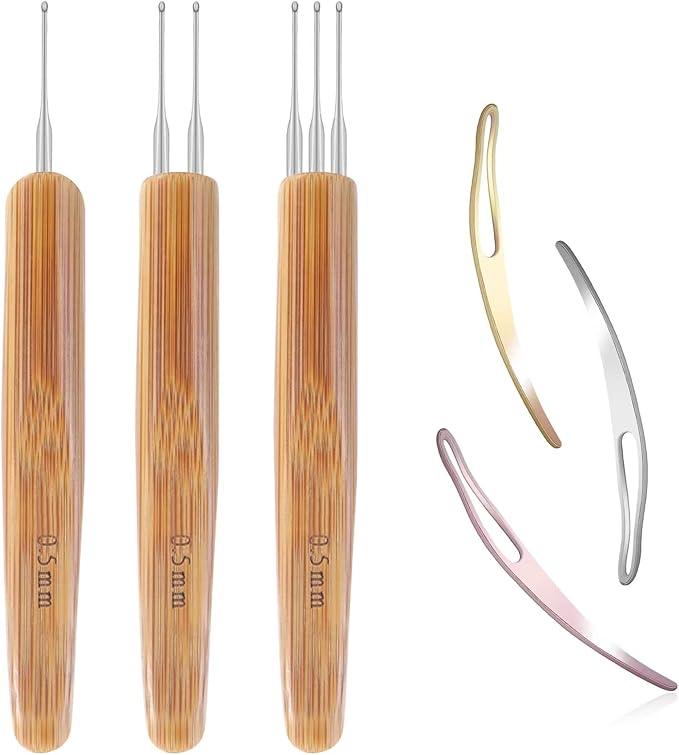 6PCS Dreadlock Crochet Needle for Dreadlocks 0.5mm, Durable Dreadlock Crochet Hooks for Hair with Interlocking Tool, Excellent for Maintaining Real Dread Loc