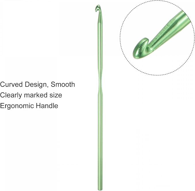 uxcell Aluminum Crochet Hook 4mm US Size G (Size 6) Knitting Needles for DIY Craft Yarn Green 6Pcs