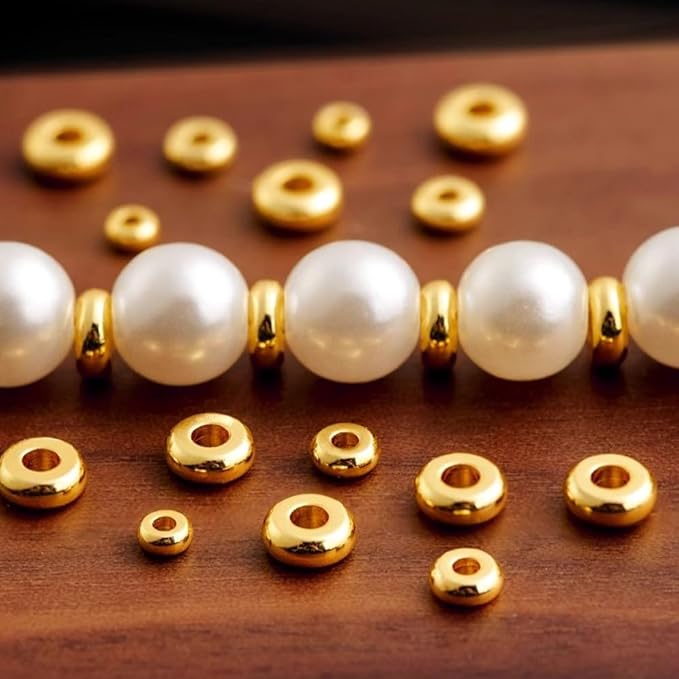 6mm Spacer Beads for Jewelry Making, 3-Color Metallic Mix (Golden, Silvery, Rose Golden) Round Loose Beads, Professional DIY Accessories for Bracelets, Necklaces and Earrings(Three Metallic Colors)