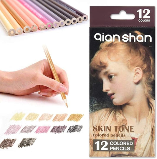 qianshan 12 Skin Tones Colored Pencils Oil Based Pre-sharpened Drawing Pencils for Beginner Artist Coloring Book Drawing Sketching Art Project - Portrait Set