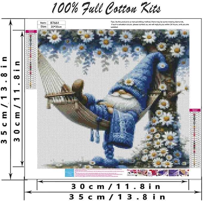 gnome stamped cross stitch kits for adults beginner,flower counted cross stitch kits printed stitching cute patterns dimensions needlepoint art crafts embroidery kits for adults beginners