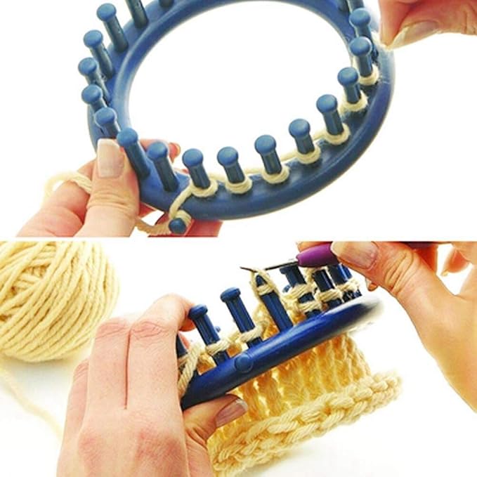 JapanAmStore Round Knitting Loom Plastic Knitting Machine Hat Knitter Yarn Needles Hook Sewing Tools for Hats Scarves (13cm)