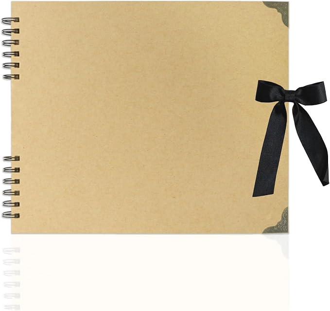 Large Scrapbook Album, 10"x12" Scrap Book, 60 Pages Blank Scrapbook, Thick 250gsm Kraft Paper, Art Supplies for DIY Crafts, Guest Books, Traveling, Birthday & Holiday Gifts.