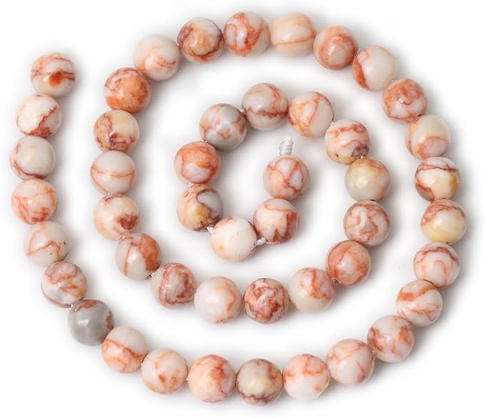 cheavian 45pcs 8mm natural red network stone round loose beads for jewelry making diy materials 1 strand 15"