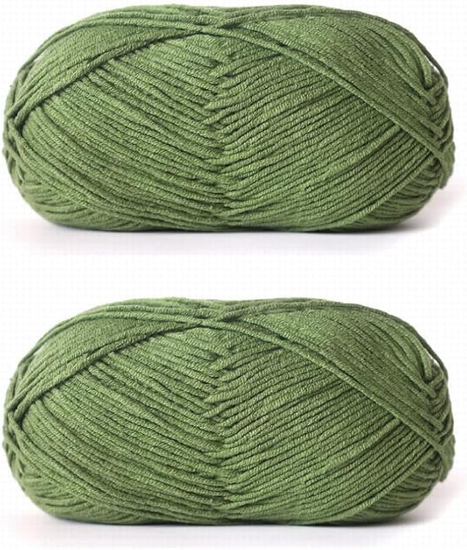 Acrylic & Cotton Blended Knitting and Crochet Yarn Soft Medium Yarn, Breathable and Skin Friendly for Baby Garments, Scarves, Hats, and Craft Projects 200g 24-Green