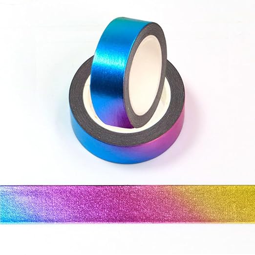 Foil Washi Tape,2 Rolls 5/8" x 393 inches(15mm*10M) Washi Tape, Masking Tape Craft Supplies Tape for Scrapbooking DIY Craft DecorativeFoil Washi (Gradient Rainbow)
