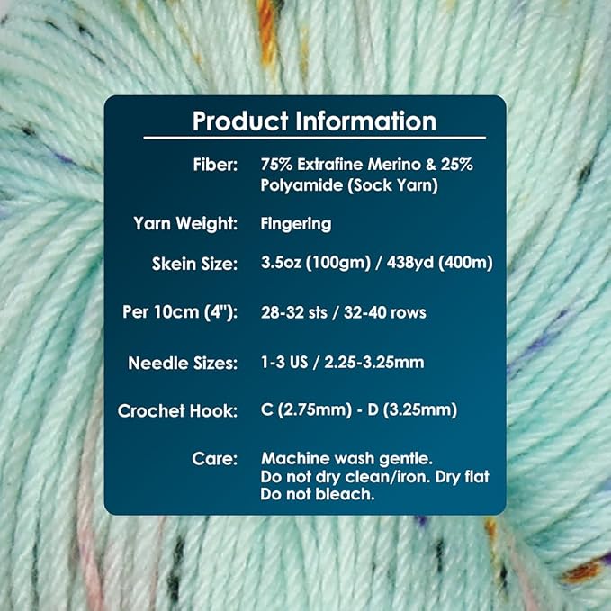 KnitPro Symfonie Fingering Weight Hand Dyed Variegated Yarn Skein | Extra Fine Merino Wool & Polyamide Blend for Knitting & Crocheting, Oeko-TEX Certified 400m, 100g | Terra Bonnie Blooms