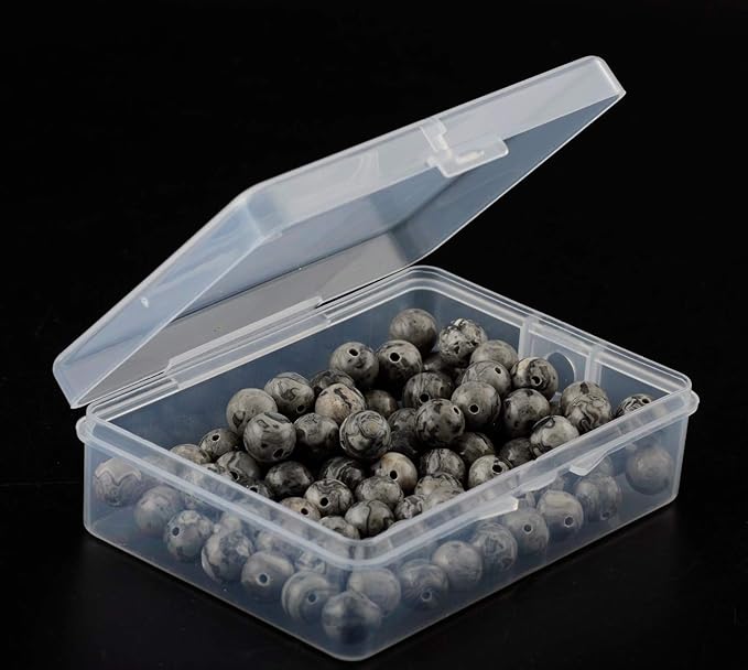 Natural Stone Beads 100pcs Round Genuine Real Stone Beading Loose Gemstones Hole Size 1mm DIY Smooth Bead for Bracelet Necklace Earrings Jewelry Making (Map Jasper, 8mm)