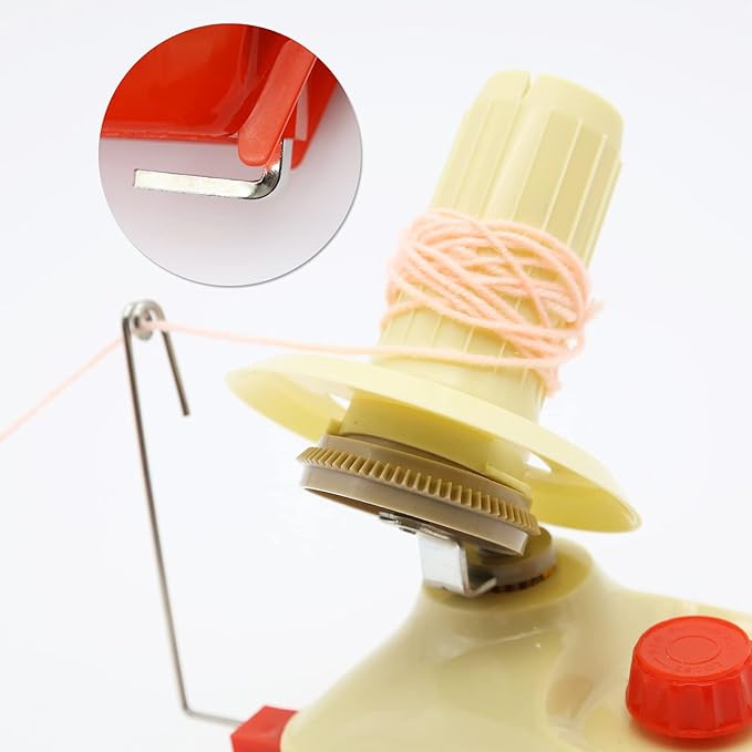LAMXD Needlecraft Yarn Ball Winder Hand Operated,Red,Portable Package,Easy to Set Up and Use,Sturdy with Metal Handle and Tabletop Clamp,Including Yarn Needles Set…