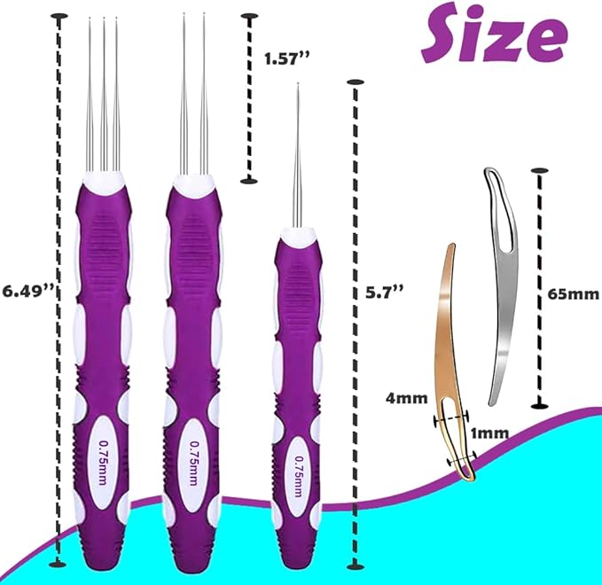 Yarniss Dreadlocks Crochet Hooks with Ergonomic Handle,0.75mm Hair Crochet Needle