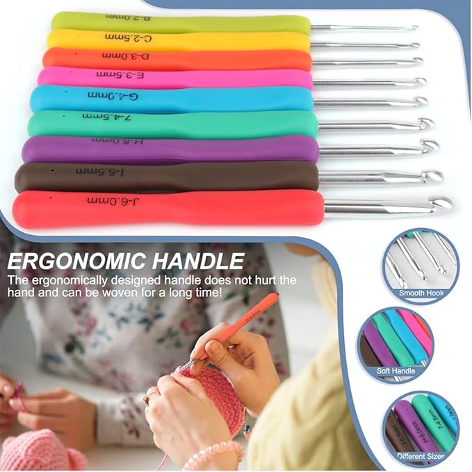 Katech Crochet Hooks Kit with Case, 85-Piece Crochet Hooks Set, Ergonomic Crochet Hook Crochet Needles Weave Yarn Kits DIY Hand Knitting Art Tools for Beginners and Experienced Lovers