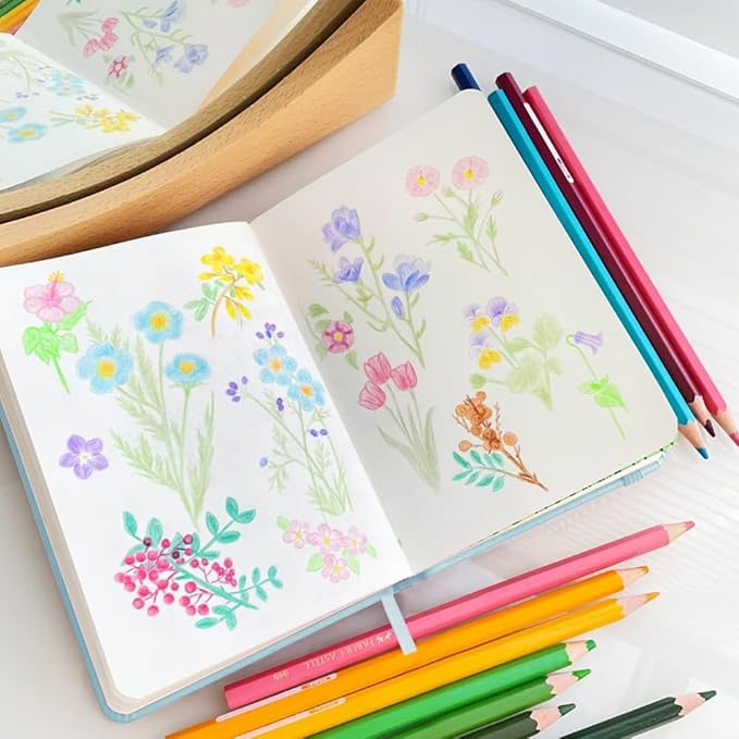 Hardcover 96Pages Blank Sketch Book for Drawing, Small 5.7x4.1 Pocket Journal Notebook for Travel, 180gsm Thick Paper Diary Notebooks for Work, PU Cover Memo for Writing. Light Blue