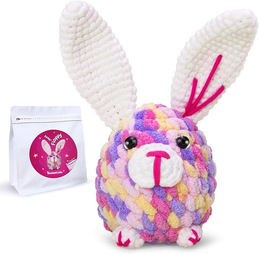 NestledCrafts Crochet Rabbit Kit for Beginners – All-in-One Amigurumi Crochet Kit with Yarn, Hook, Stuffing, and Step-by-Step Video Tutorials, Perfect for Kids & Adults
