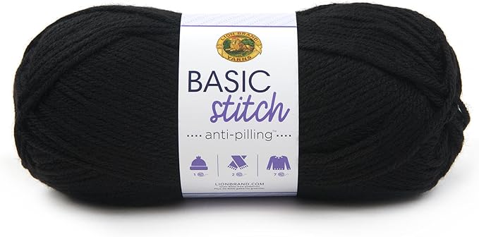 Lion Brand Yarn Basic Stitch Anti-Pilling Knitting Yarn, Yarn for Crocheting, 1-Pack, Black