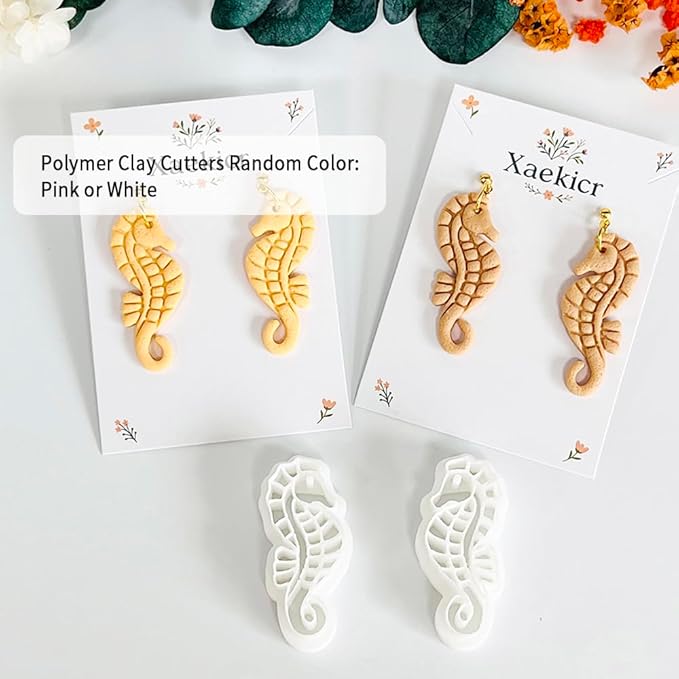 Xaekicr Seahorse Polymer Clay Cutters for Earrings - Ocean Style Clay Earring Cutters for Jewelry Making, 2 Pcs Clay Tools