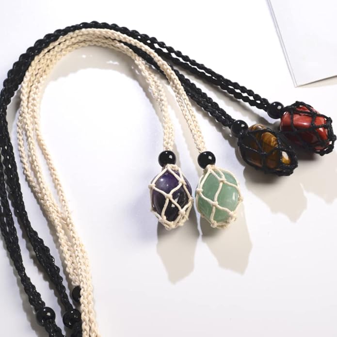 24pcs Adjustable Empty Necklace Holder Crystal Stone Necklace Pendant Necklace Cord Hand Woven Necklace Ropes for Jewelry Making