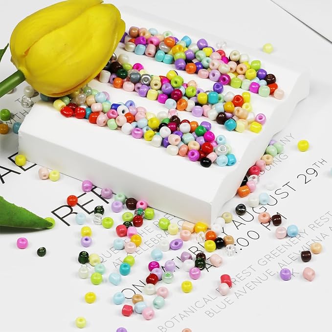Bulk 4mm Multicolour Seed Beads for Jewelry Making 110 Grams About 1600pcs,6/0 Glass Craft for Making Earrings, Bracelets, Pendants, Waist Jewelry, DIY Handmade Seed Beads（Multicolour ）