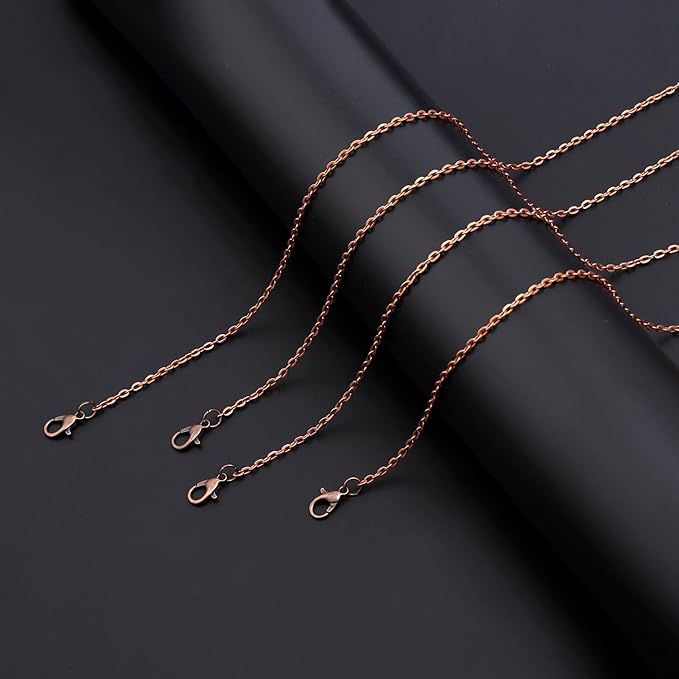 Lemonkey 33 Feet Metal Red Copper Necklace Chains Cable O-Shaped Links Chains Bulk for Jewelry Making DIY Craft Kit with Lobster Clasps Jump Rings