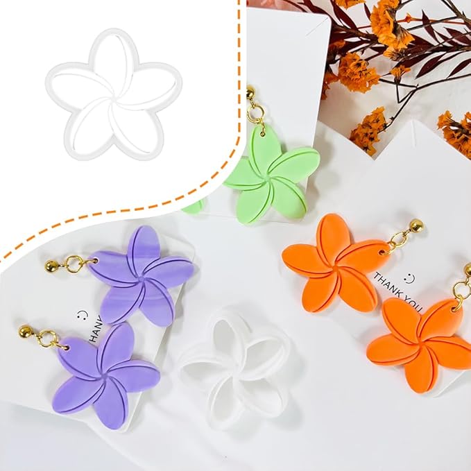 Xaekicr Tropical Flower Polymer Clay Cutter – 5 Petal Clay Earring Cutter for DIY Floral Jewelry – Clay Tools for Polymer Clay Earrings & Handmade Crafts – Simple Cutter for Summer Designs
