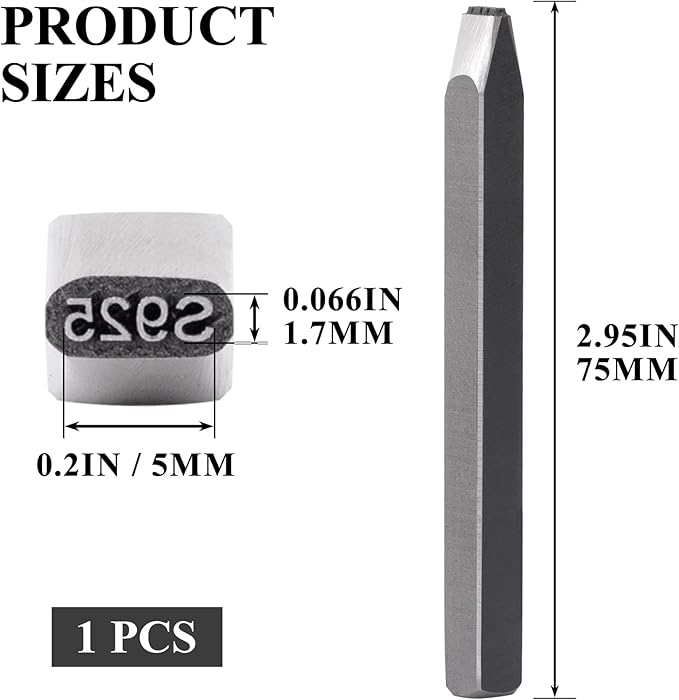 Alpinleux S925 Metal Punch Stamp, Key Stamping Kit, Carbon SteelMetal Stamping Tools for Key, Crafts, Jewelry Making, Stamping Punching (5mm, 1Pcs)