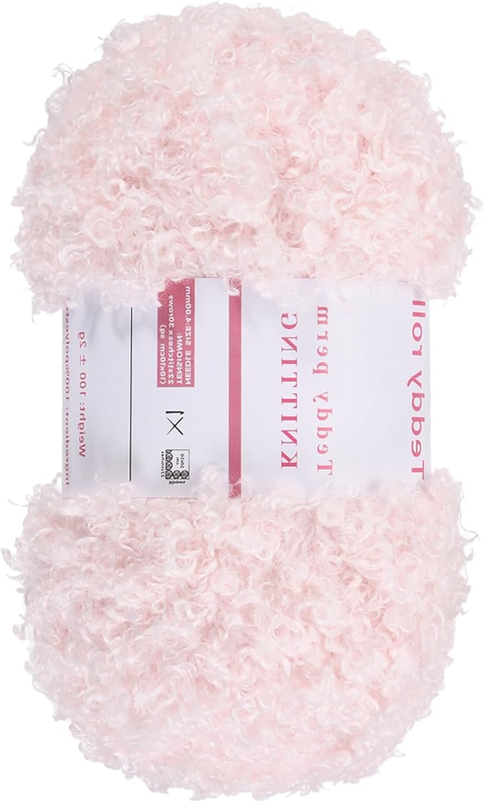MECCANIXITY 1 Skeins Eyelash Yarn Fur Soft Fluffy Chunky Polyester Yarn Fuzzy Light Pink for Crocheting Knit DIY Clothes Bag - 55Yard/50m, 3.53oz