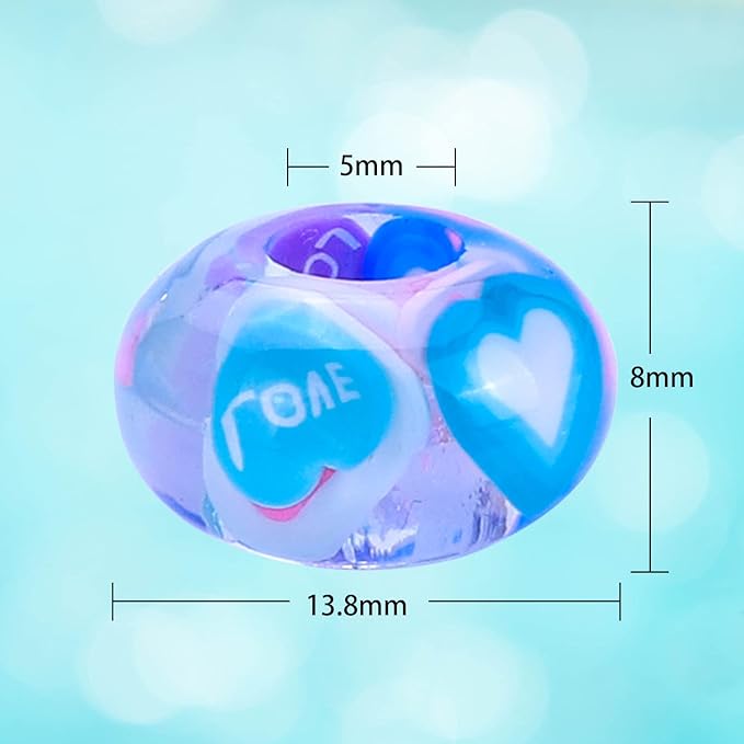 AIPRIDY Girls' Lucky Beads Lover Amber Beads, Big Hole Spacer European Craft for DIY Charms Bracelet Jewelry Making (Love),(AI-Amber)