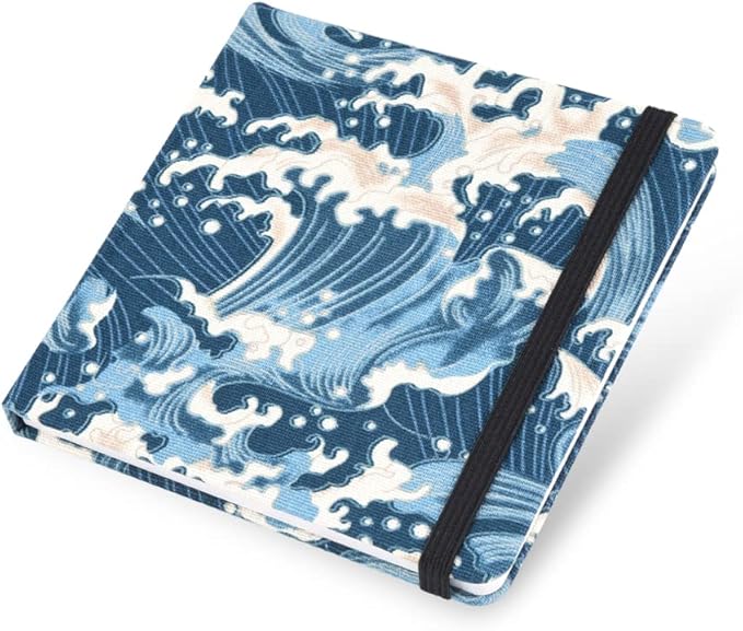 Square 5x5 Bleedproof Marker Paper Pad, 110 GSM Alcohol Ink Bristol Paper Sketchbook, Handmade Journal Hardbound 88 Sheets (176 Pages) Markers Ink Mediums Art Sketch Book Blue Waves