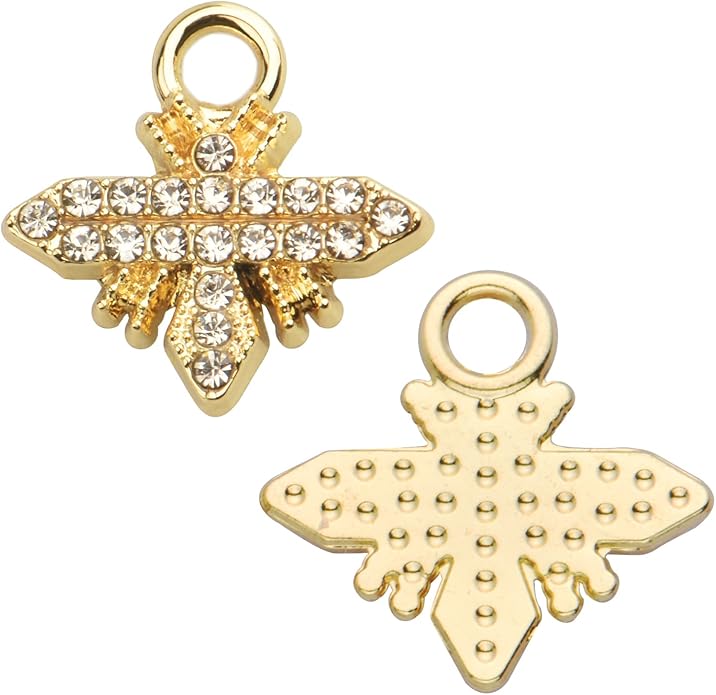 Pack of 20 Rhinestone Charms Gold Plated Pendants Pave Crystal Accessories for Necklace Bracelet Jewelry Making DIY Crafting