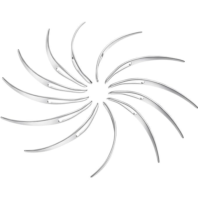 WILLBOND 12 Pieces Interlocking Crochet Needle Kit for Maintaining Locs and Dreadlocks (Silver)
