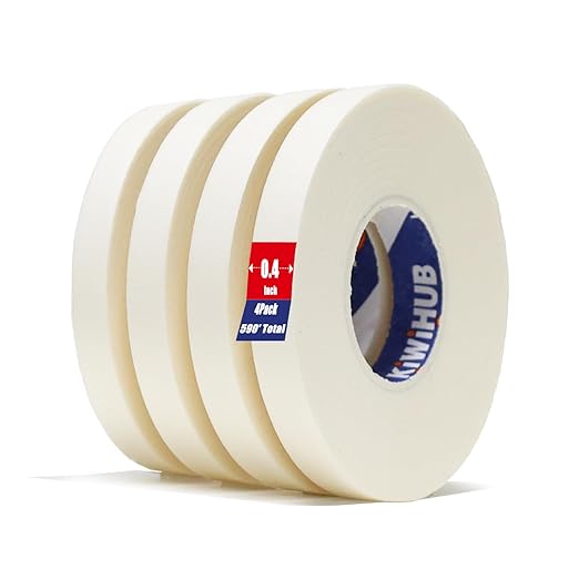 kiwihub 4 packs artist tape for watercolor paper - white masking artists tape for drafting, art painting and all paper media - acid free 0.4inch wide 592ft long total