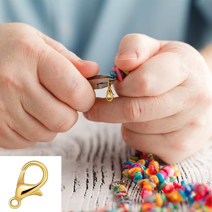 1250 Pieces Jewelry Making Accessories Set Includes 800 Pieces Open Jump Ring Connectors 300 Pieces Bead Tips Knot Covers and 150 Pieces Lobster Claw Clasps for DIY Jewelry Crafts Making (Gold)