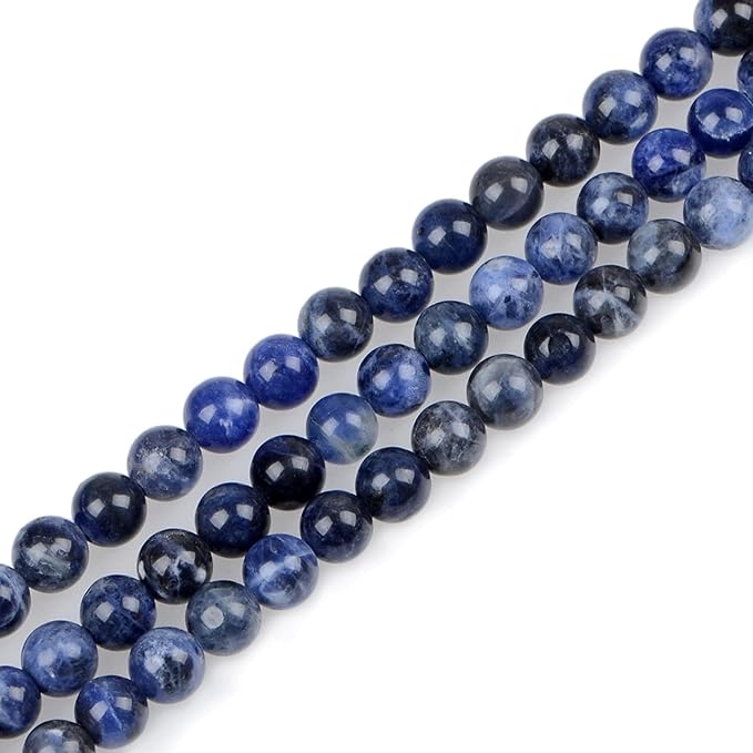 bymitel 140pcs natural crystal beads stone gemstone round energy healing loose beads with stretch cord for jewelry making bracelets anklets (blue sodalite, 8mm 140pcs)