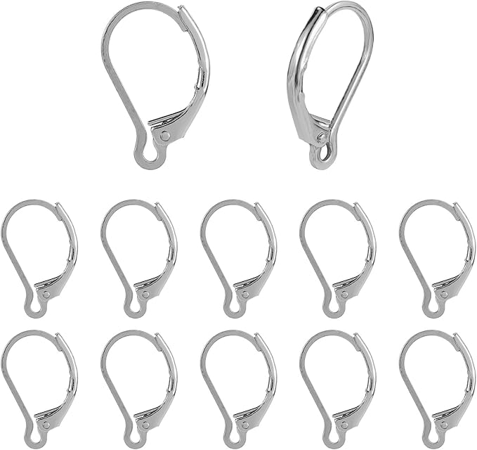 tmmate 100pcs silver filled leverback earring hooks, hypoallergenic french dangle ear wire findings for diy jewelry making, metal earring components (silver)