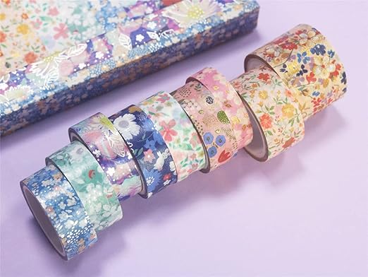 YUBBAEX Mystic Gold Washi Tape Set Wide Silver Foil Masking Tape Decorative for Arts, DIY Crafts, Journal Supplies, Planners, Scrapbook, Card/Gift Wrapping (Beauty of Nature)