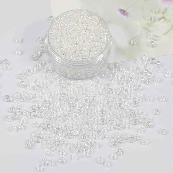 Bala&Fillic Raibow Clear 3mm Seed Beads About 3600pcs/100Grams in Bag, 8/0 Glass Craft Beads for Making Bracelet and Necklace (Raibow Clear)