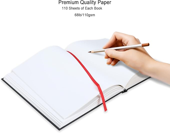 Kalour Hardcover Sketch Book,8.5“x11,Pack of 2, 220 Sheets (68lb/110gsm),Acid Free Art Sketchbook, Artistic Drawing Painting Writing Paper for Kids Adults Beginners Artists