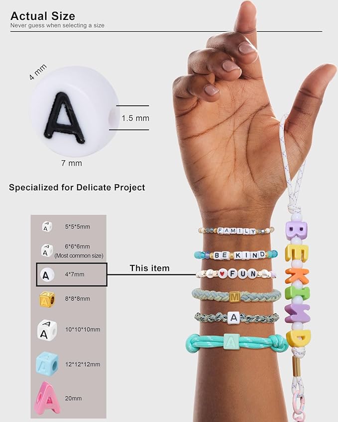 Letter Beads for Bracelets - 1650 Pcs Glow in The Dark Letter Beads with Extra Vowels & Number Beads and Spacer Beads - Ideal for Bracelets, Necklaces,Friendship Bracelet Kits