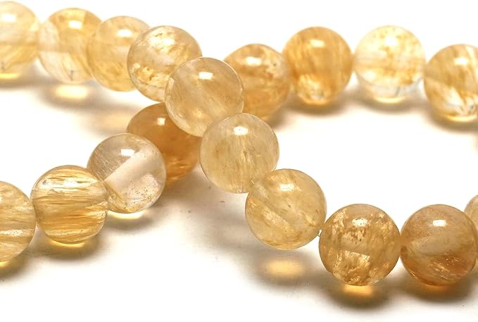 Fused Quartz Stone Beads Gemstone Beads for Jewelry Making - 10mm Round Loose Beads for Bracelets(34-37pcs, Smoky Crystal)