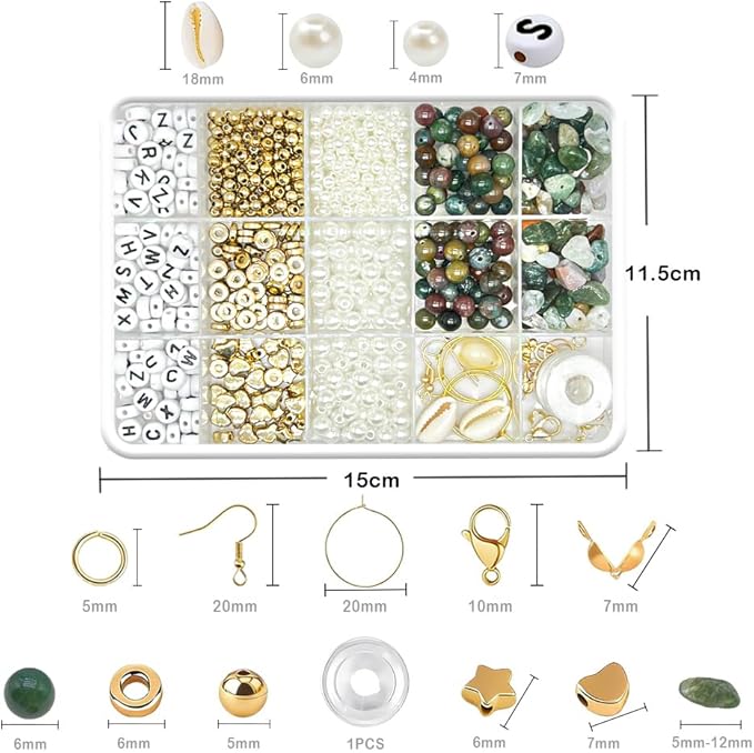 Basigeese Jewelry Making Supplies Kit Natural Stone Beads Irregular Gemstone Beading with for DIY Craft Bracelet Necklace Earrings for Adults (Indian Agate)