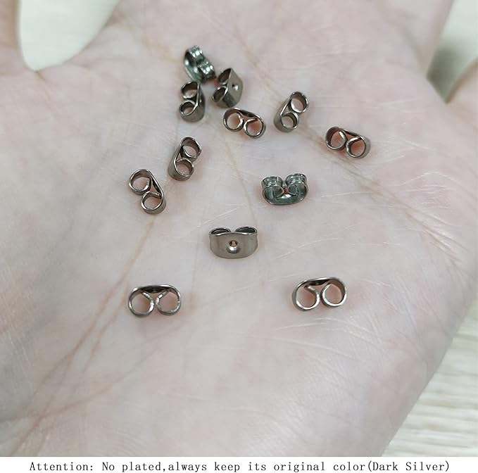 6pcs pure titanium earring backs replacements suit for 0.7-0.8mm posts, hypoallergenic earring backs for studs for women girls men sensitive ears, secure ear locking for stud earrings nut for posts