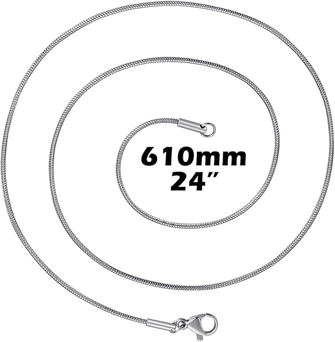 12 Pack Necklace Chains 24 Inches Stainless Steel Snake Chain Necklace with Lobster Clasps for DIY Jewelry Making, 1.2 mm