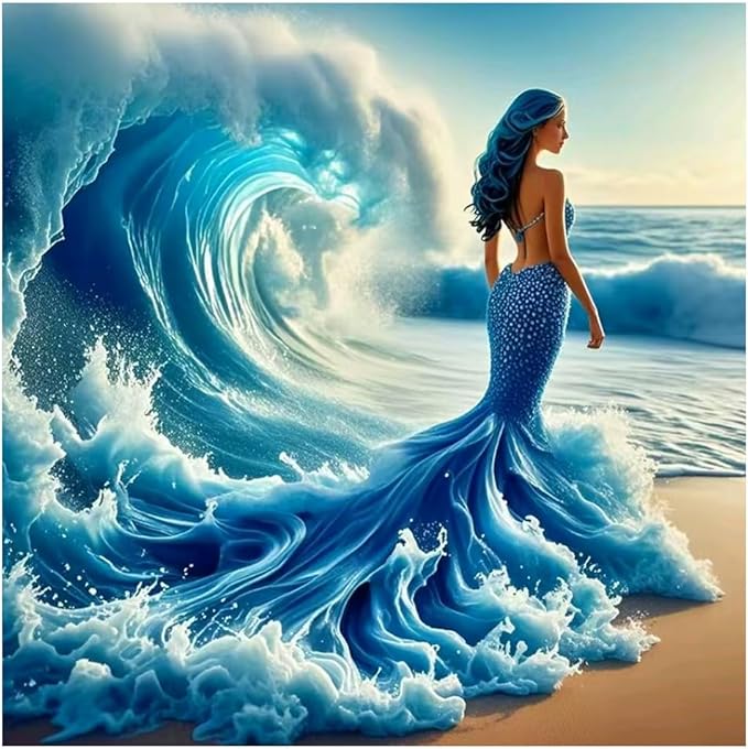hill froeistung Beauty Diamond Art Painting Kits for Adults, Beach Diamond Art for Beginners, 5D DIY Full Drill Round Gem Art Craft Home Wall Decor Gift 12x12 inch
