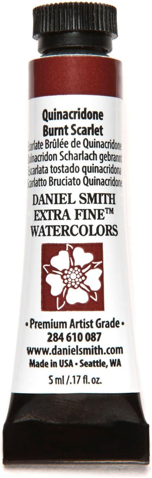 Daniel Smith Extra Fine Watercolor Paint, 5ml Tube, Quinacridone Burnt Scarlet, 284610087