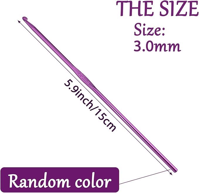 3 mm Crochet Hook, Crochet Needles for Yarn, Aluminum Ergonomic Crochet Hooks for Craft Beginners