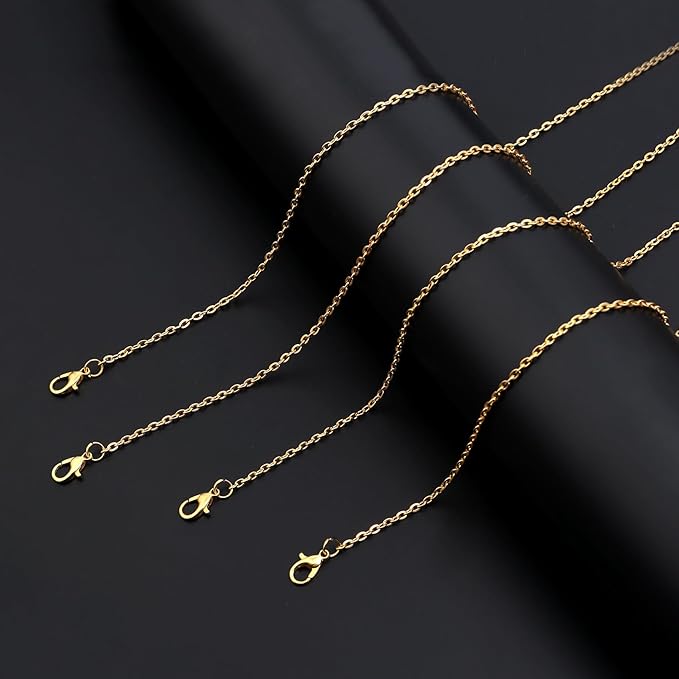 lemonkey 24 pack necklace chains bulk,gold and silver plated diy cable link chains for jewelry making 16 inches