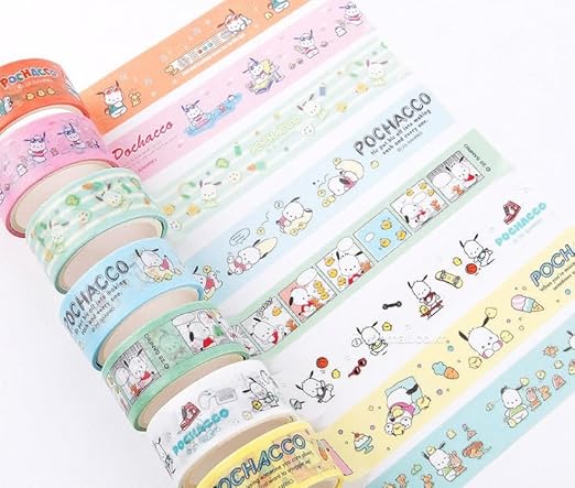 Cute Masking Tape, Washi Tape Set, 8 Pack, 0.6 Inch Wide (Green)