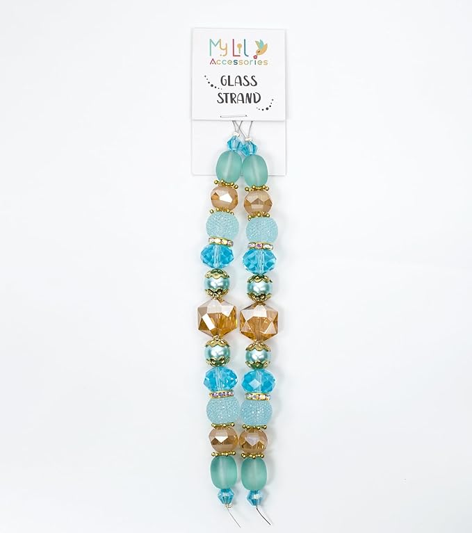 Glass Beads for Bracelets Jewelry Making Adults Keychains Bead Strand Large Unique Crystal Assortment for Craft Rondelle Faceted Flat Crackle Sparkly Bling Cute Pretty Beading Kit (2-pcs Aqua)